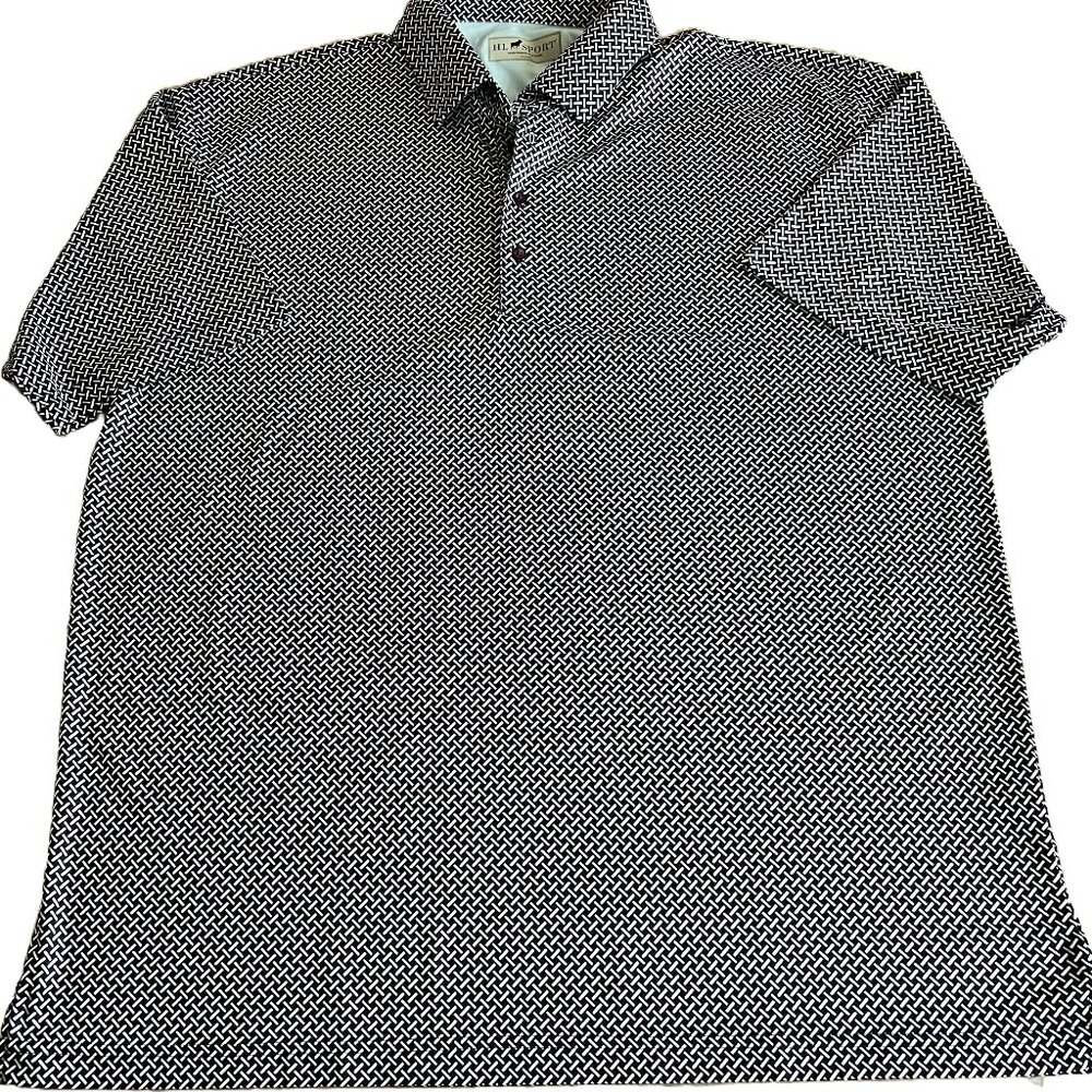 HL Sport Men's XL Performance Luxury Blue Short Sleeve Geometric Pattern Polo